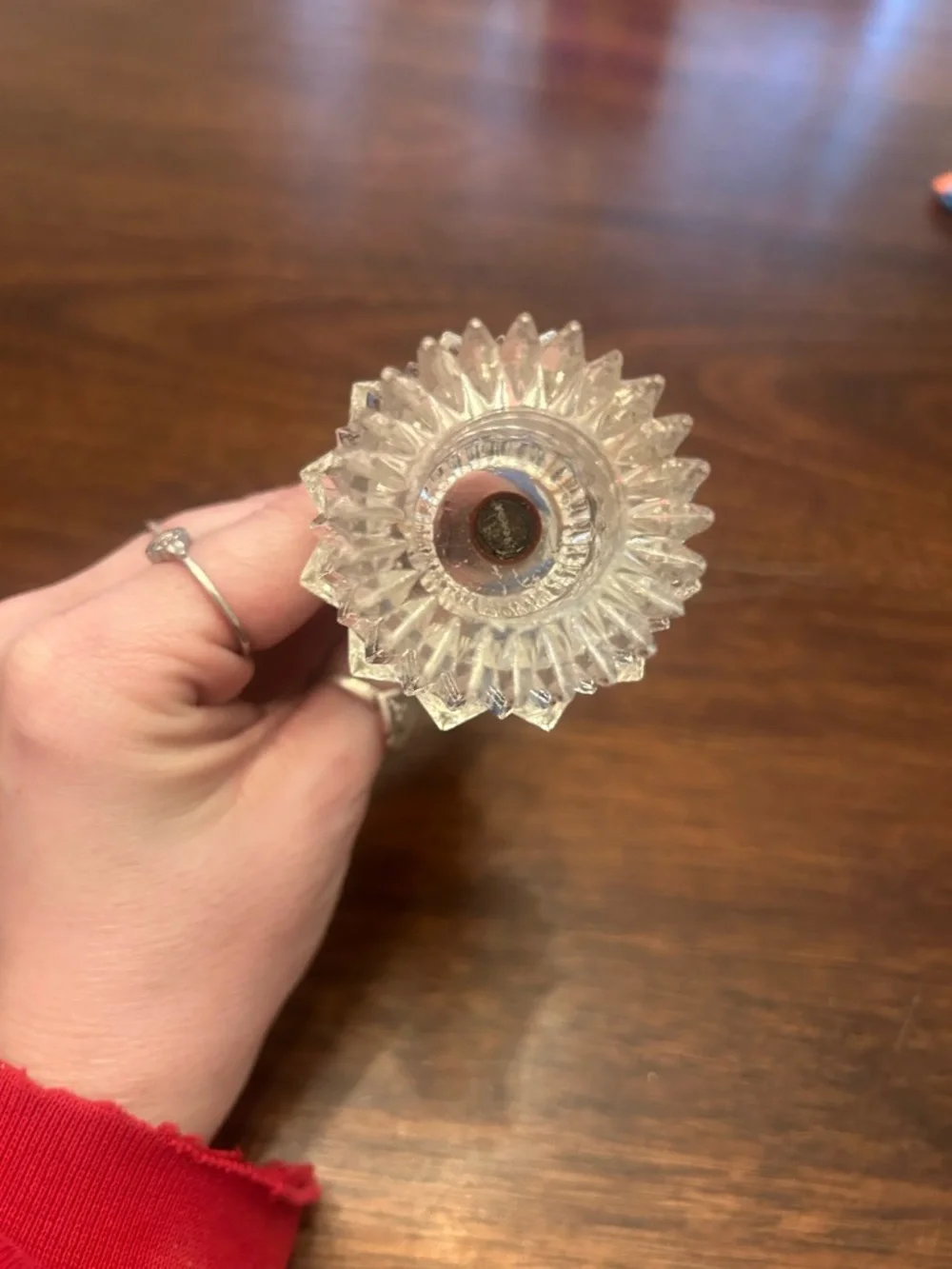 Vintage Crystal and Silver Taper Candle Holder - Clear & Silver